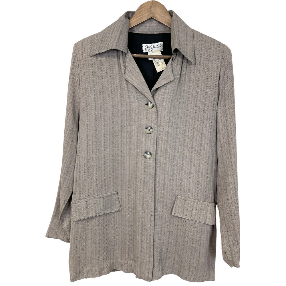 Vtg 90s Jay Jacobs Long Blazer Womens Medium Mauve Retro Minimalist USA Made‎